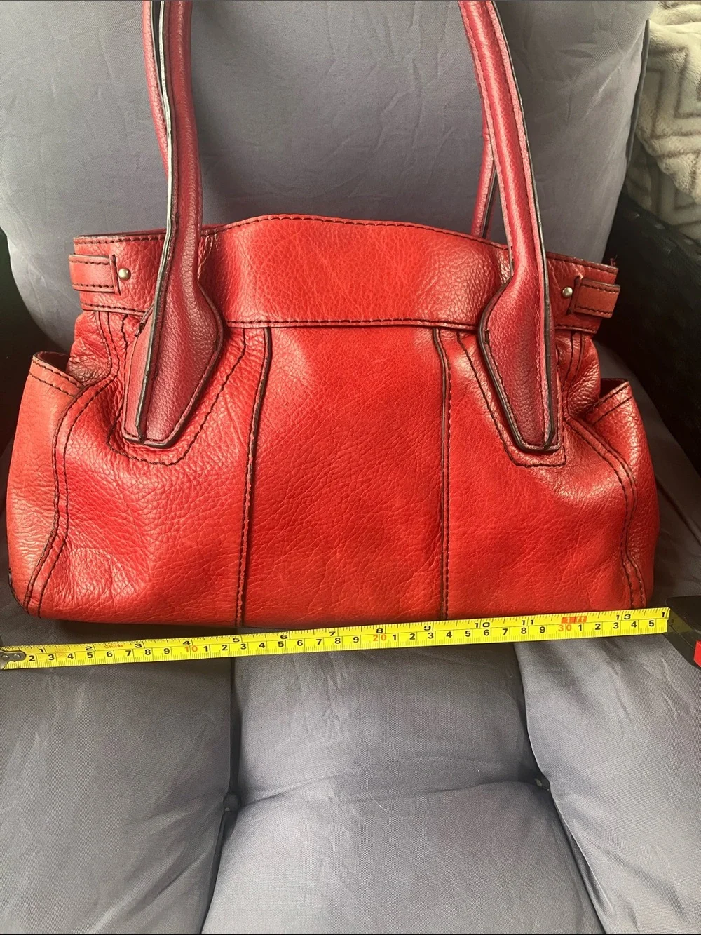 St John’s Bay Red Leather Tote Handbag - Stylish Everyday Shoulder Bag